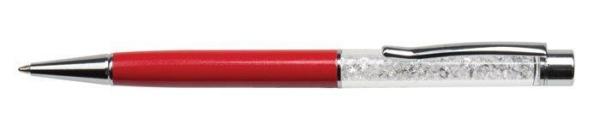 Guľôčkové pero, s bielymi krištáľmi SWAROVSKI®,  14 cm, ART CRYSTELLA, červené