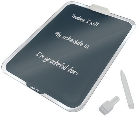 Magnetický sklenený flipchart, stolný, A4, LEITZ "Cosy", zamatová sivá