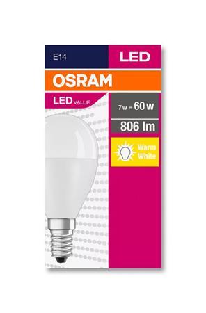 LED žiarovka, E14, malá guľa, P48, 8W, 806 lm, 2700K (MF), OSRAM "Value" 1