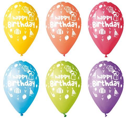 . Balón, 30 cm, "Happy Birthday", šašo
