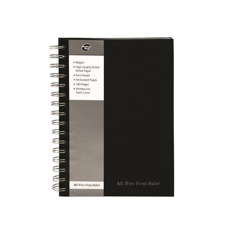 Špirálový zošit, A5, linajkový, 80 strán, PUKKA PAD "Black Range", čierna