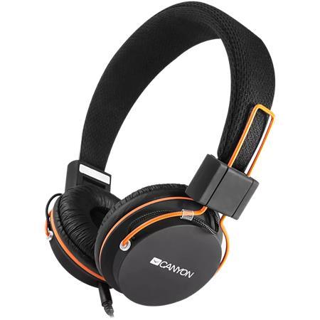 Náhlavné slúchadlá, s mikrofónom, CANYON "HP-2", čierna - oranžová
