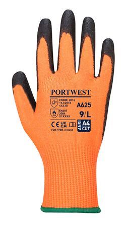 . Ochranné rukavice, HPPE, odolné proti prerezaniu, S, "Cut 5", oranžová