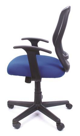 MAYAH Kancelárska stolička, s opierkami rúk,  modré čalúnenie, sieťované operadlo, čierny podsta