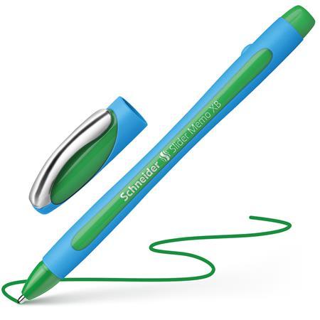 Guľôčkové pero, 0,7 mm, s vrchnákom, SCHNEIDER "Slider Memo", zelené