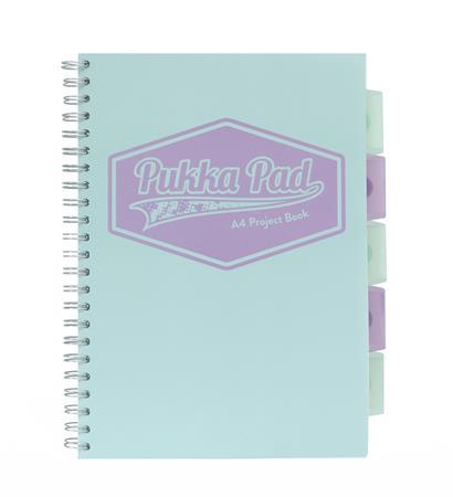 Špirálový zošit, A4, linajkový, 100 strán, PUKKA PAD,  "Pastel project book", mix farieb