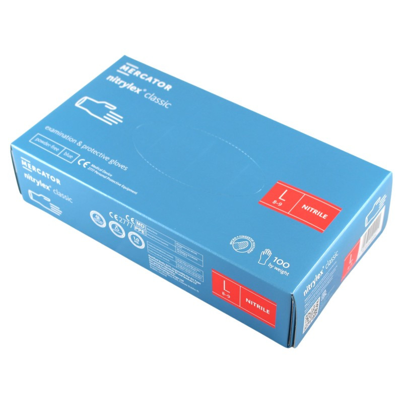 Nitrilové rukavice jednorázové MERCATOR nitrylex classic - modré L 100ks
