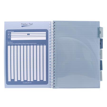 Špirálový zošit, A4, linajkový, s rozraďovačom, 100 listov, PUKKA PAD "Haze Project Book"