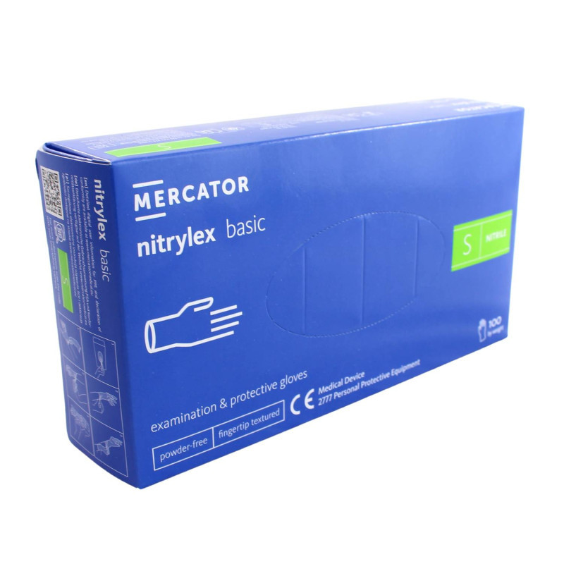 Nitrilové rukavice jednorázové MERCATOR nitrylex basic - tmavo modré S 100ks