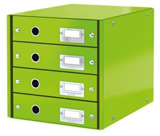 Box na dokumenty, laminovaný kartón, 4 zásuvky, LEITZ "Click&Store", zelená