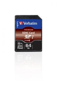 Pamäťová karta "SecureDigital", 64 GB, CL10/U1, 45/10 MB/s, VERBATIM, "Premium"