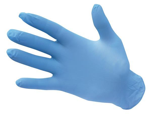 . Ochranné rukavice, jednorazové, nitril, veľkosť: XL, nepudrované, modré