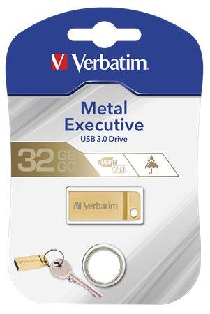 USB kľúč, 32GB, USB 3.0,  VERBATIM "Executive Metal" zlatá