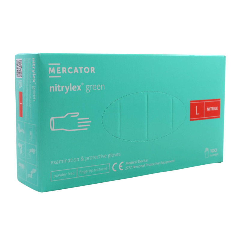 Nitrilové rukavice jednorázové MERCATOR nitrylex - zelené L 100ks