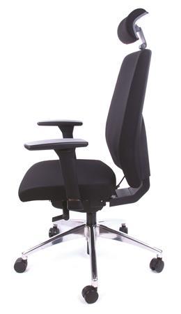 Kancelárska stolička, s nastaviteľnými opierkami rúk, exkluzívne čierne čalúnenie,  MAYAH
