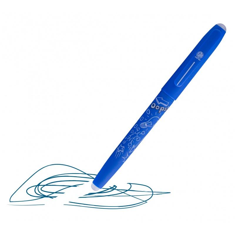 ASTRA OOPS! Gumovateľné pero 0,6mm, modré, dve gumy, blister, 201319002