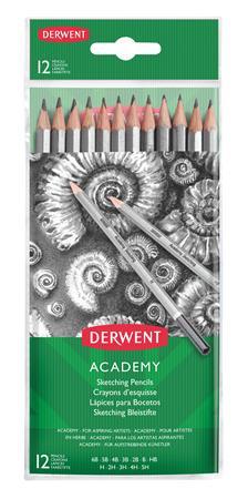 Grafitová ceruzka, sada, šesťhranná, DERWENT "Academy", 12 rôznych tuhostí
