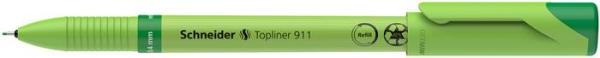 Liner, 0,4 mm, vymeniteľná náplň, recyklované telo, SCHNEIDER "Topliner 911", zelená