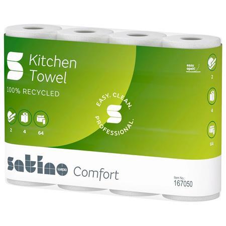 . Kuchynské papierové utierky, 2-vrstvové, 4 kotúče, "Satino Comfort by Wepa", biela