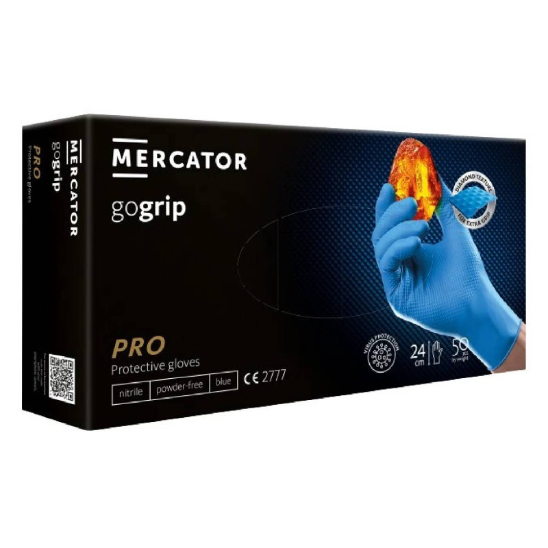Nitrilové ochranné rukavice modré Mercator gogrip PRO – XXL 50ks