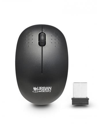 Myš, bezdrôtová, optická, malá veľkosť, USB, URBAN FACTORY "Free", čierna