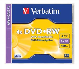 DVD+RW 4,7 GB, 4X, KLASICKÝ OBAL, VERBATIM