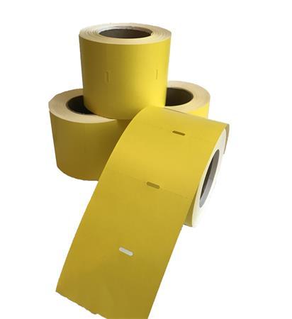 . Regálový štítok, termo, 38×55 mm, nelepivý, 600 ks/kotúč, žltá