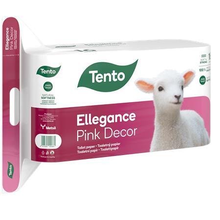 Toaletný papier, 3-vrstvový, malý kotúč, 16 kotúčov, TENTO "Ellegance Pink Decor", biela