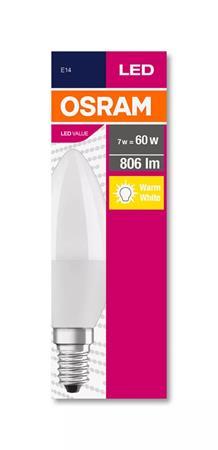 LED žiarovka, E14, sviečka, B38, 7W, 806 lm, 2700 K (MF), OSRAM "Value" 1