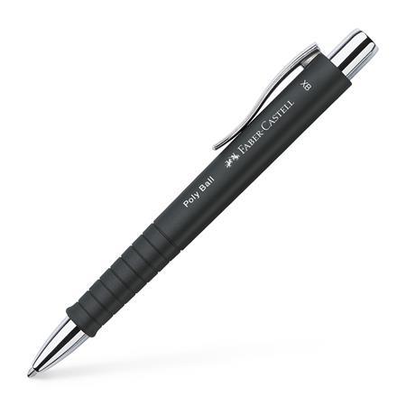 Guľôčkové pero, 0,5 mm, stláčací mechanizmus, FABER-CASTELL "Poly Ball", čierna