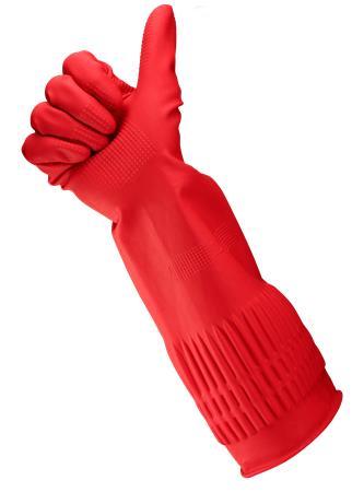 Latexové rukavice, extra dlhé, 38 cm, veľkosť L, BONUS, červené 2