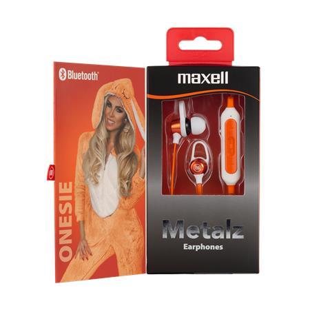 Slúchadlá, bezdrôtové, Bluetooth 5.1, s mikrofónom, MAXELL "Metalz Onesie", oranžová