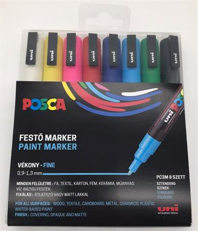 Dekoračný popisovač, sada, 0,9-1,3 mm, UNI "Posca PC-3M", 8 rôznych farieb 1