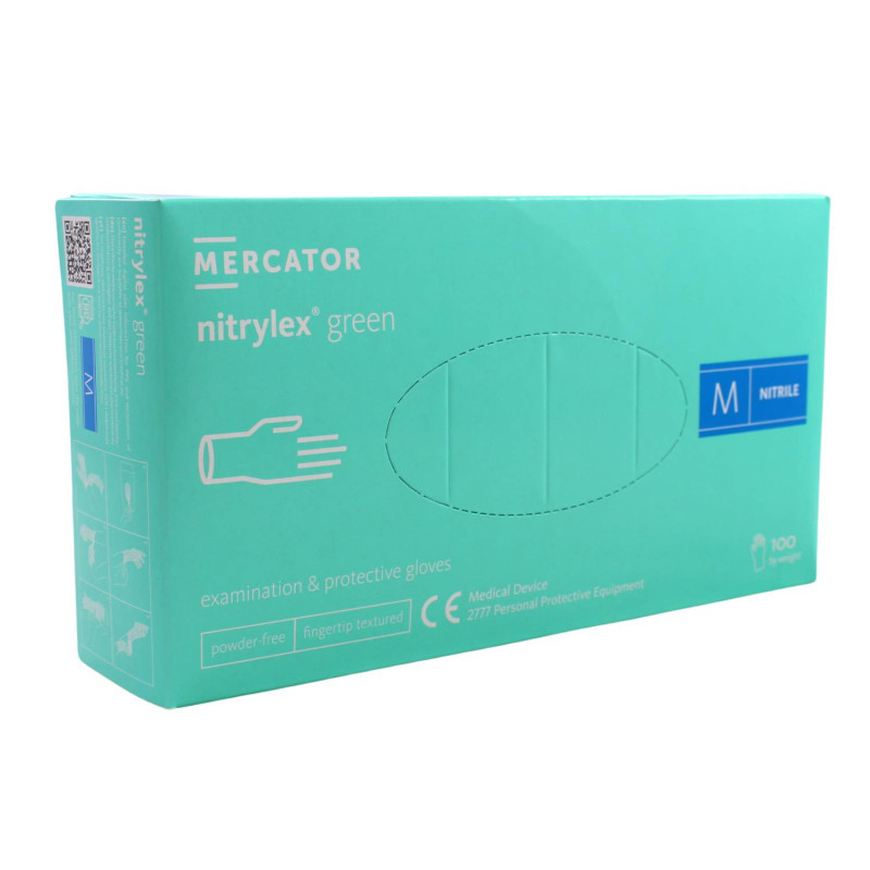 Nitrilové rukavice jednorázové MERCATOR nitrylex - zelené M 100ks
