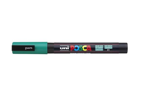 Dekoračný popisovač, 0,9-1,3 mm, UNI "Posca PC-3M", smaragdovo-zelená