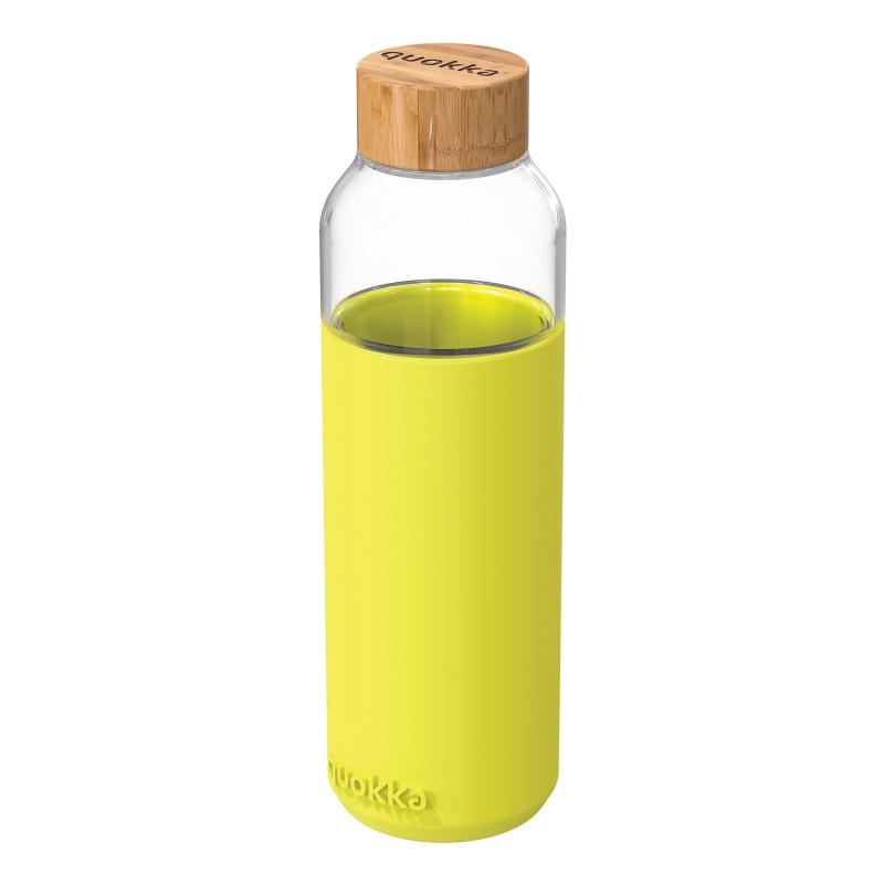 QUOKKA FLOW Sklenená fľaša so silikónovým povrchom NEON GREEN, 660ml, 40009