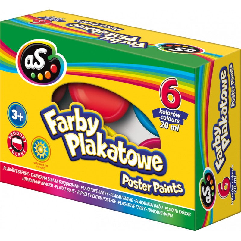 Školské temperové farby v tégliku AS, 6x20ml, 301219001