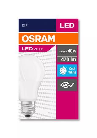 LED žiarovka, E27, guľa, A60, 5W, 470lm, 4000K (HF), OSRAM "Value"