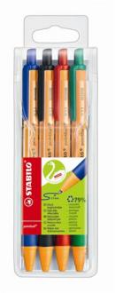 Guľôčkové pero, sada,  0,5 mm, STABILO "Pointball", 4 rôzne farby