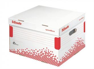 Esselte Speedbox A4 archívný box so sklápacím vekom biela / červená