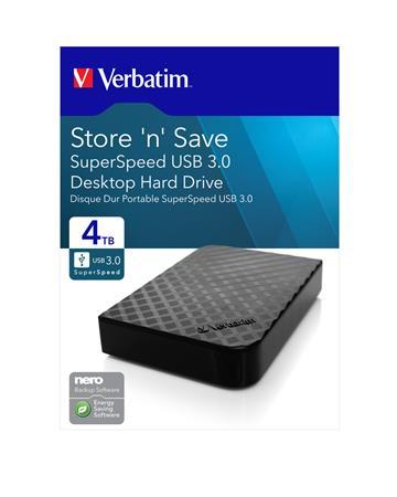 3,5" HDD, 4TB,  USB 3.0, VERBATIM "Store "n" Save"