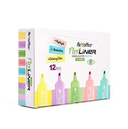 Zvýrazňovač, sada, 1-5 mm, FLEXOFFICE "Flexliner", mix pastelových farieb 2