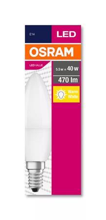 LED žiarovka, E14, sviečka, B35, 5,7W, 470lm, 2700K (MF), OSRAM "Value"