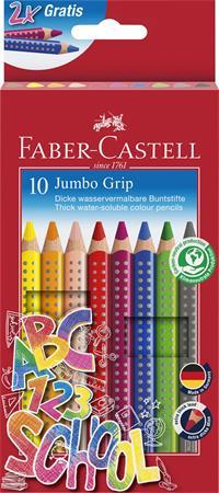 Farebné ceruzky, sada, trojhranné, hrubé, FABER-CASTELL "Grip", 10 rôznych farieb