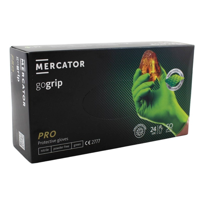 Nitrilové ochranné rukavice zelené Mercator gogrip PRO – L 50ks