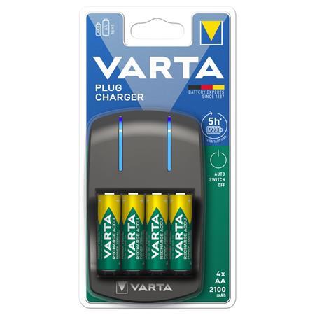 Nabíjačka batérií, AA/AAA, 4x2100 mAh AA, VARTA "Plug"