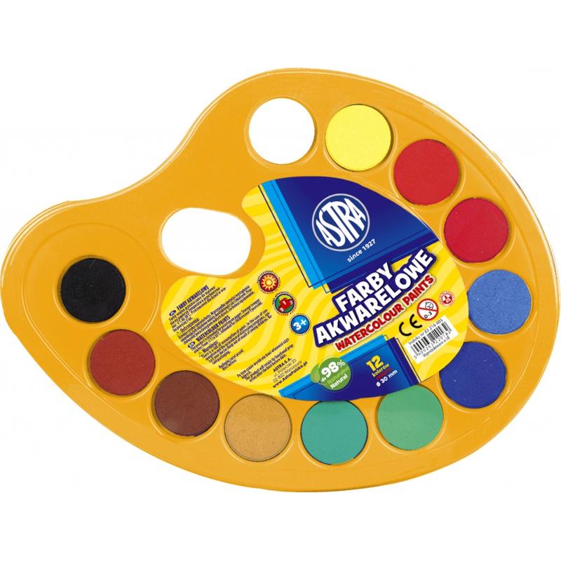 ASTRA Vodové farby na paletke priemer 30mm, 12 farieb, 83216903