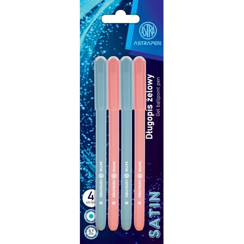 4ks - ASTRAPEN SATIN, Guľôčkové pero 0,7mm, modré, blister, 201022033