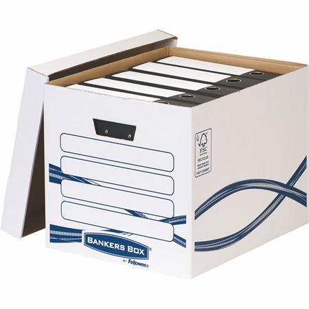 Archivačný kontajner, kartón, FELLOWES, "Bankers Box Basic Tall", modrá-biela