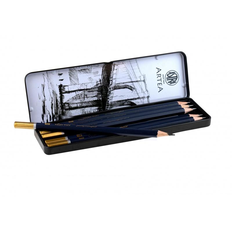 ARTEA Umelecké skicovacie ceruzky v plechovej krabičke, sada 6ks, 3B - 2H, 206118001